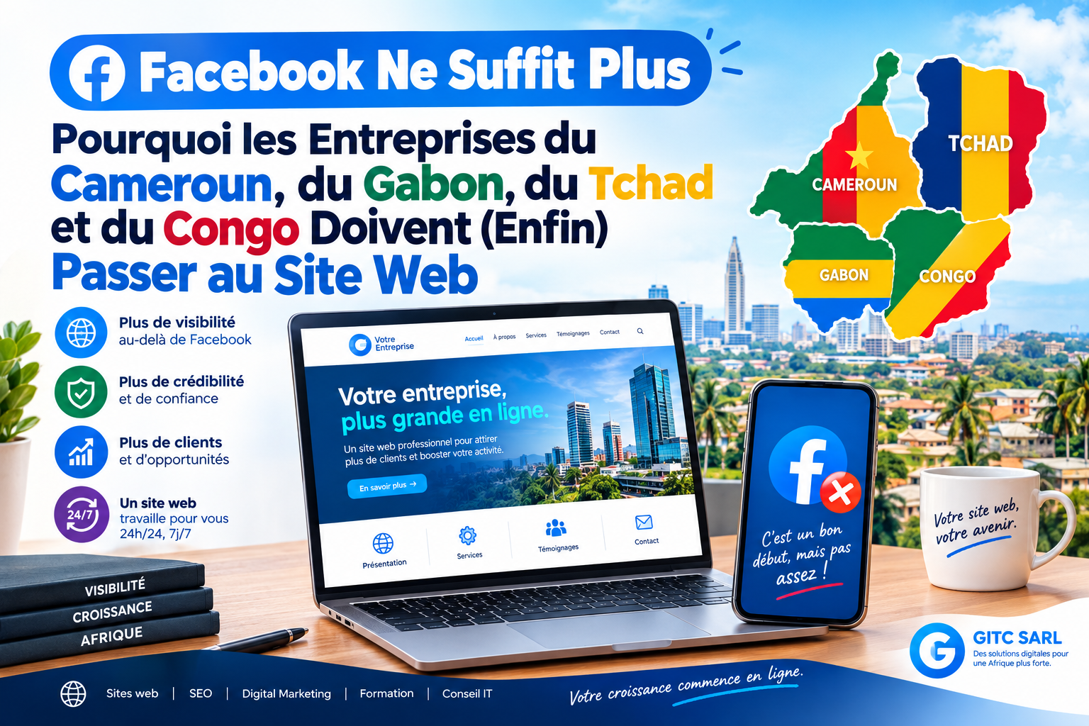 Facebook Ne Suffit Plus — Pourquoi les Entreprises du Cameroun, du Gabon, du Tchad et du Congo Doivent (Enfin) Passer au Site Web